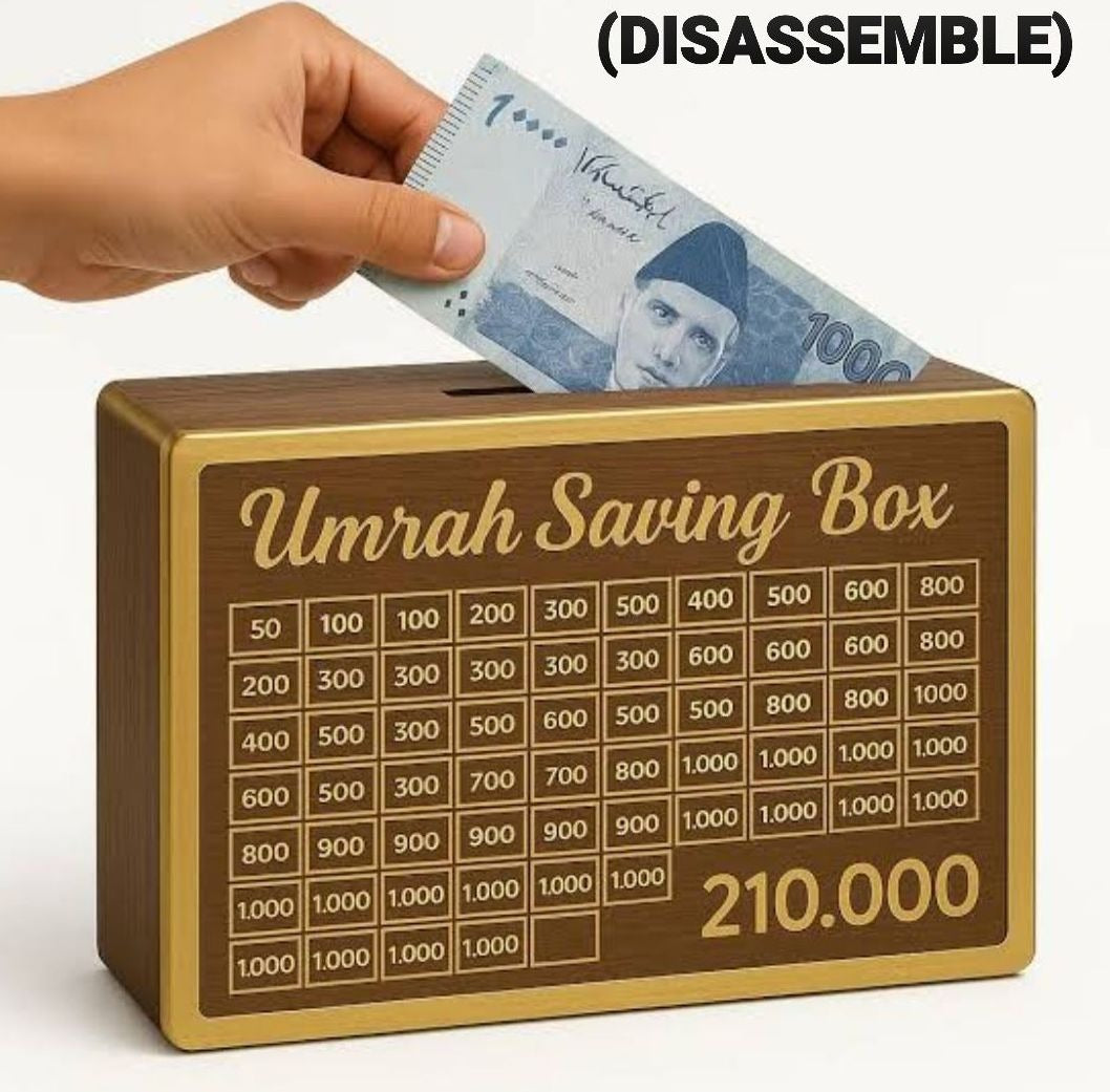 Umrah Saving Box – Wooden Islamic Money Saving Box