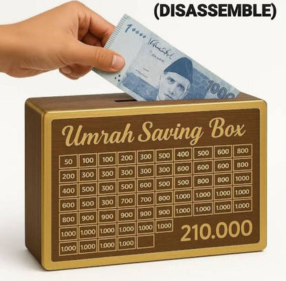 Umrah Saving Box – Wooden Islamic Money Saving Box